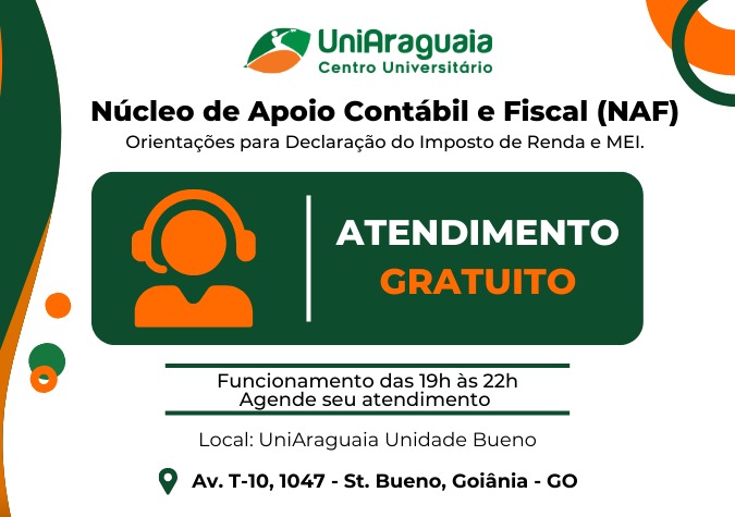 UNIARAGUAIA - Núcleo de Apoio Contábil e Fiscal - Atendimento Gratuito - Imposto de Renda